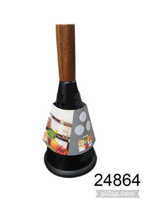 Imagen de RAYADOR CONICO DE ACERO NEGRO MANGO MADERA 7.25